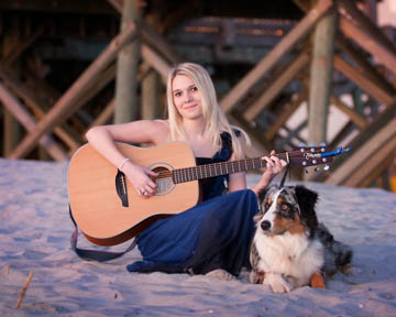 high school senior portrait at Folly Beach pier