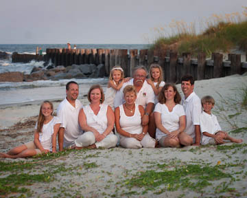 beach portrait of a family on Folly Beach