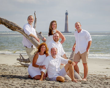 Folly Beach lighthouse family portrait